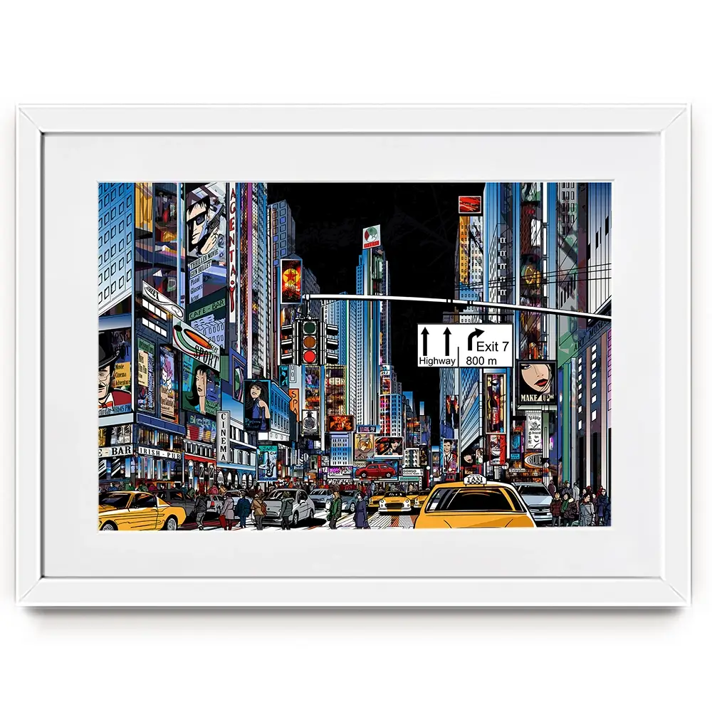 New York At Night Framed Art Print New York At Night Framed Art Print wall art product isaxar / Shutterstock