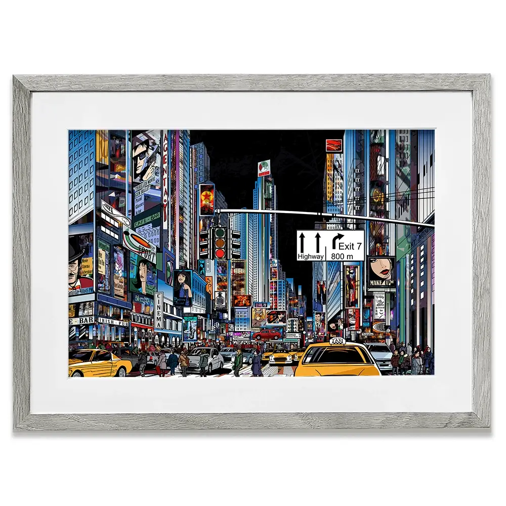 New York At Night Framed Art Print New York At Night Framed Art Print wall art product isaxar / Shutterstock