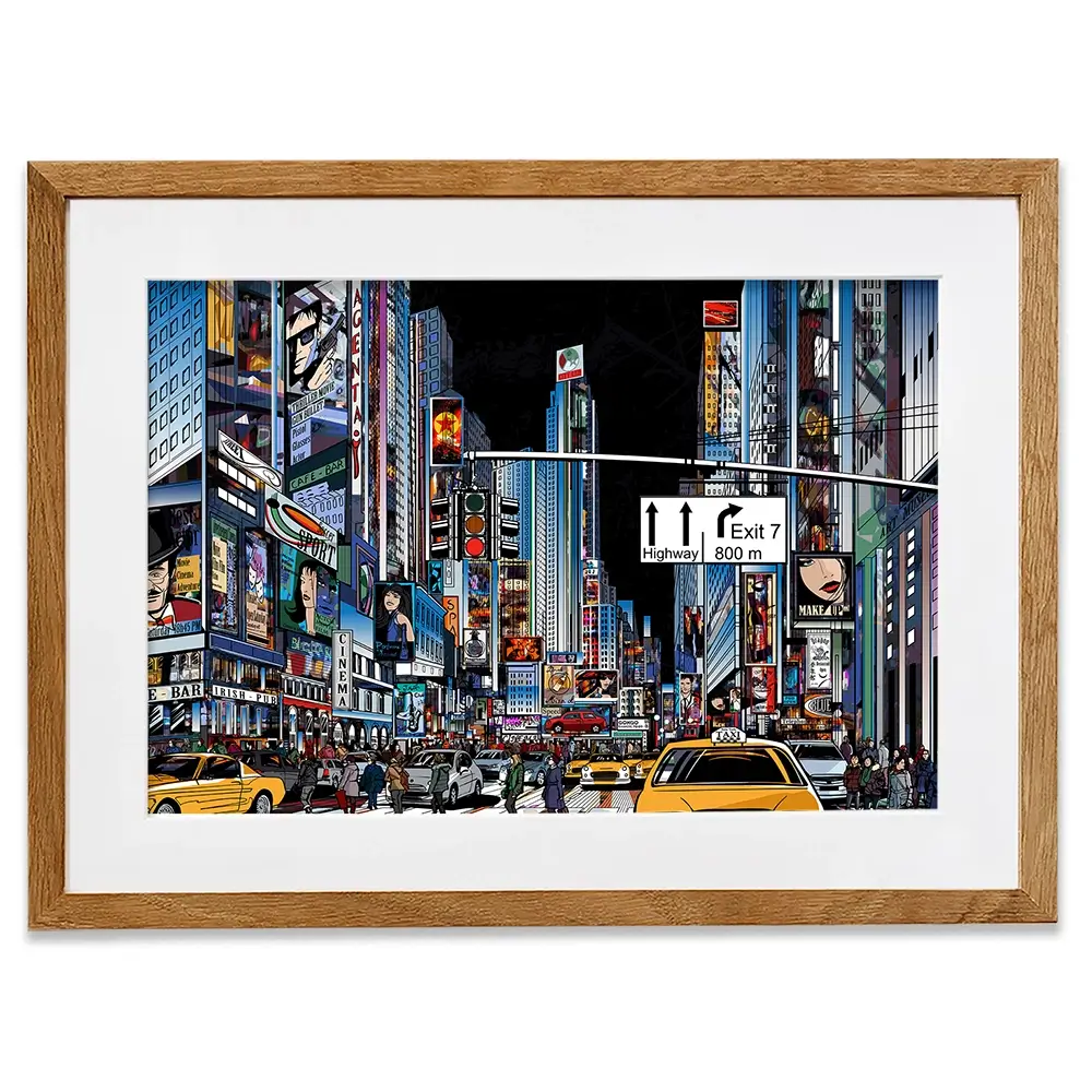 New York At Night Framed Art Print New York At Night Framed Art Print wall art product isaxar / Shutterstock