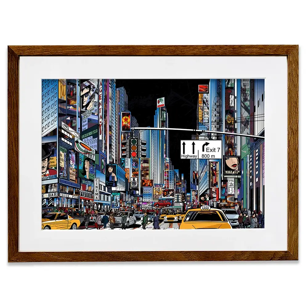 New York At Night Framed Art Print New York At Night Framed Art Print wall art product isaxar / Shutterstock