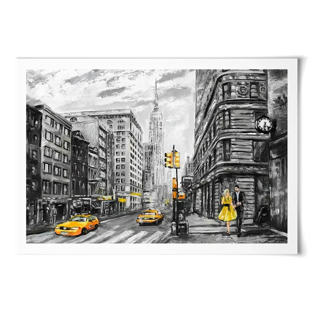 New York In Grey And Yellow Art Print New York In Grey And Yellow Art Print wall art product lisima / Shutterstock