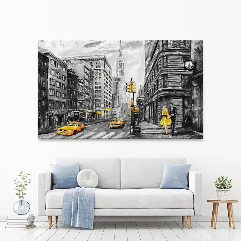 New York In Grey And Yellow Canvas Print New York In Grey And Yellow Canvas Print wall art product lisima / Shutterstock