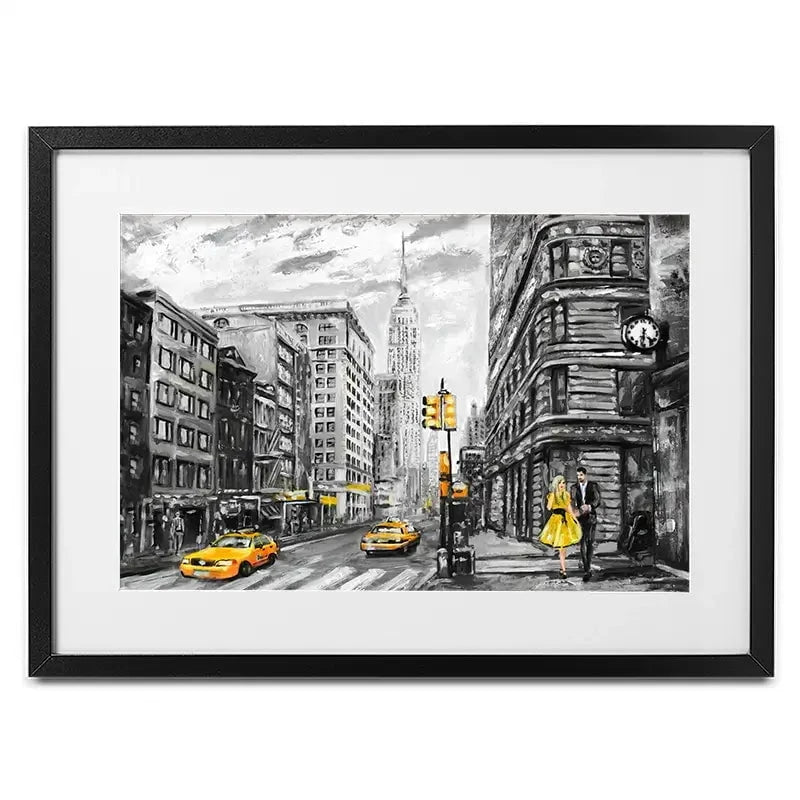 New York In Grey And Yellow Framed Art Print New York In Grey And Yellow Framed Art Print wall art product lisima / Shutterstock