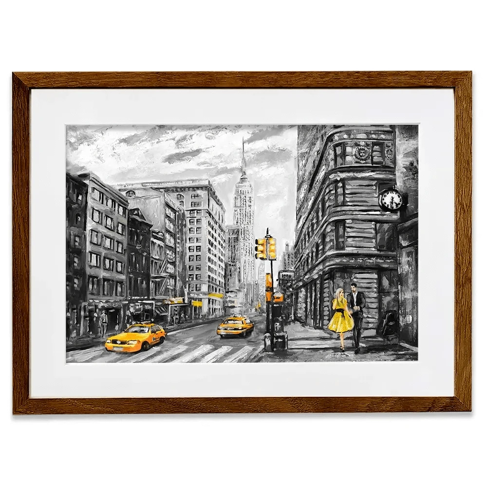 New York In Grey And Yellow Framed Art Print New York In Grey And Yellow Framed Art Print wall art product lisima / Shutterstock
