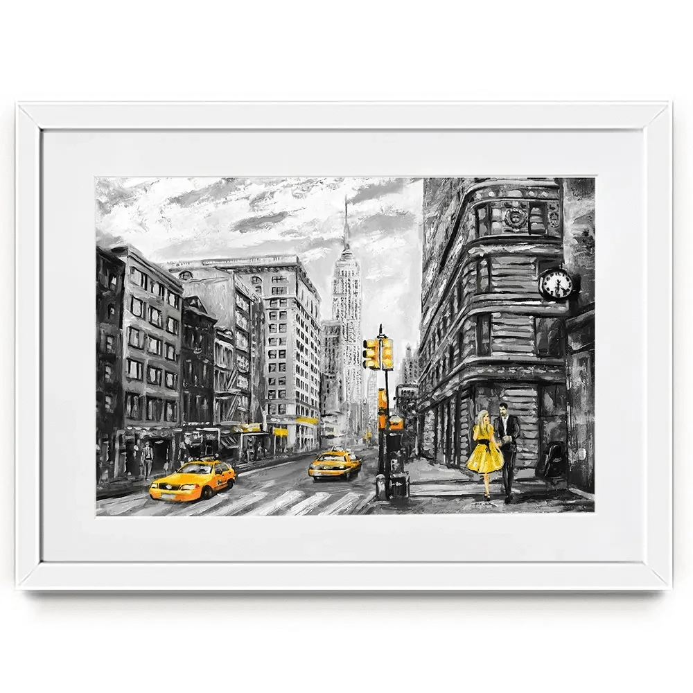 New York In Grey And Yellow Framed Art Print New York In Grey And Yellow Framed Art Print wall art product lisima / Shutterstock