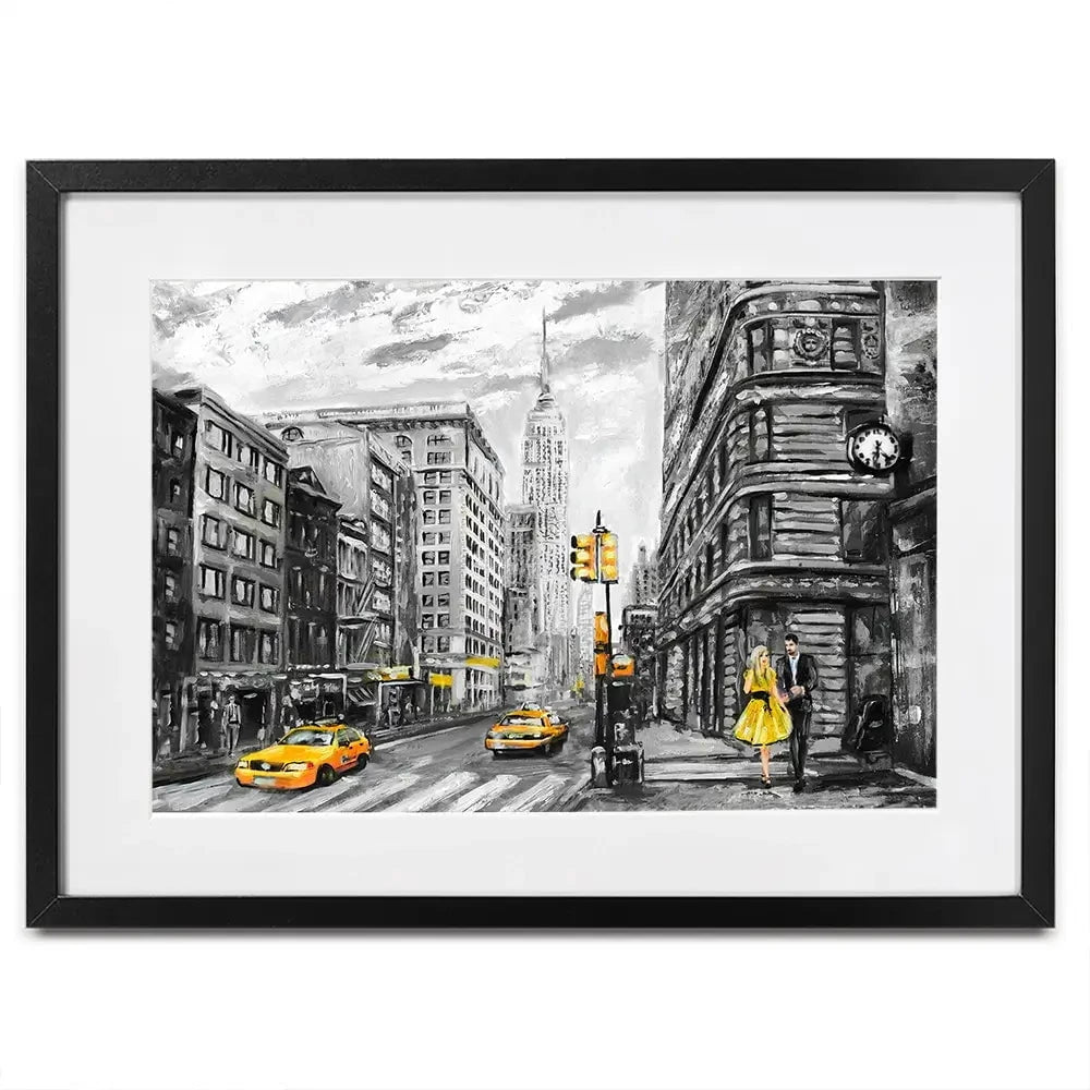 New York In Grey And Yellow Framed Art Print New York In Grey And Yellow Framed Art Print wall art product lisima / Shutterstock