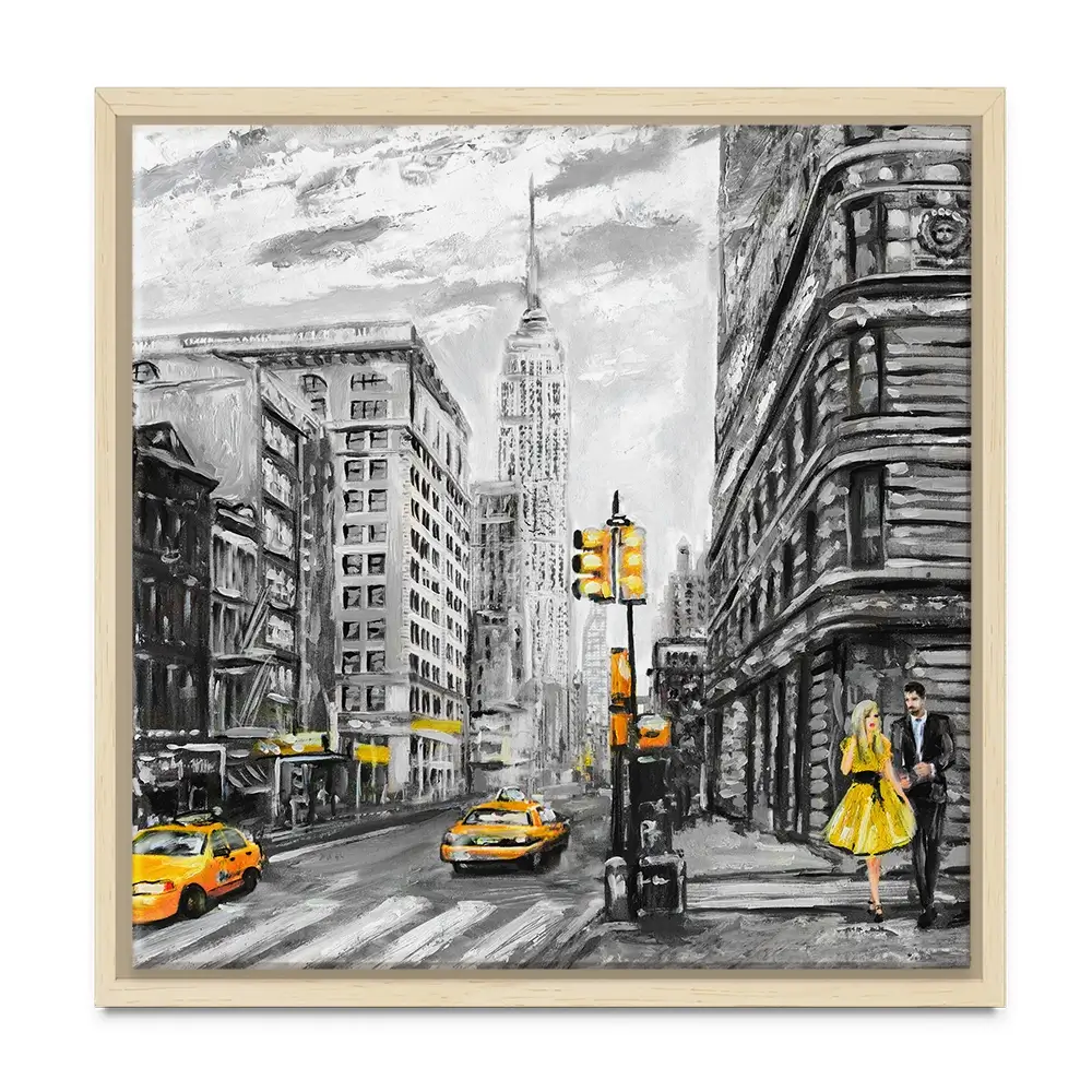 New York In Grey And Yellow Square Canvas Print New York In Grey And Yellow Square Canvas Print wall art product lisima / Shutterstock