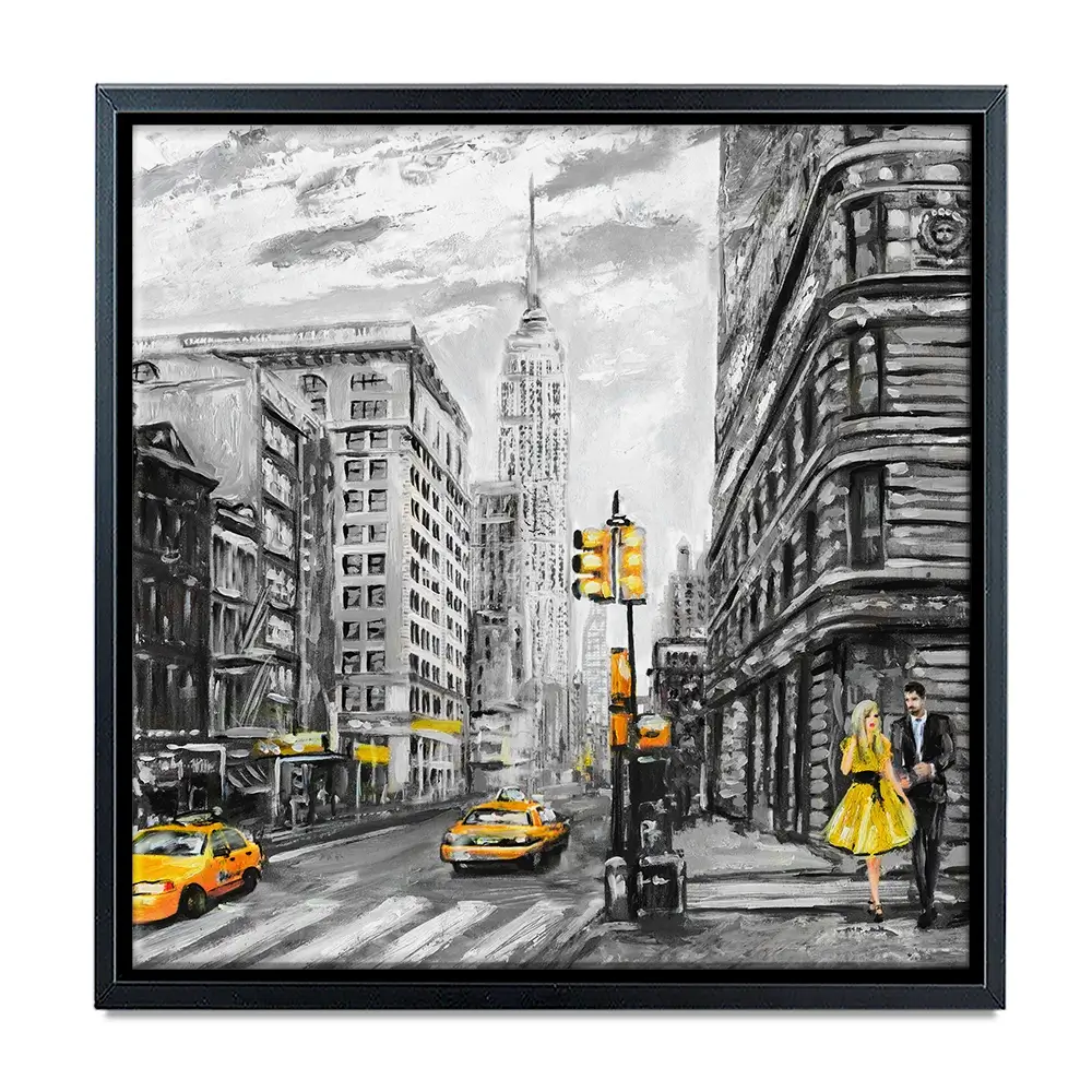 New York In Grey And Yellow Square Canvas Print New York In Grey And Yellow Square Canvas Print wall art product lisima / Shutterstock