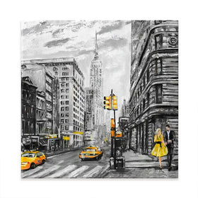 New York In Grey And Yellow Square Canvas Print New York In Grey And Yellow Square Canvas Print wall art product lisima / Shutterstock