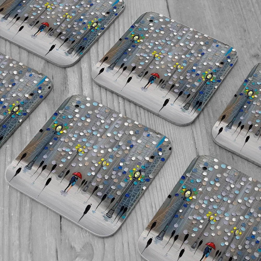 Night City Park Coaster Set Night City Park Coaster Set wall art product Ekaterina Ermilkina