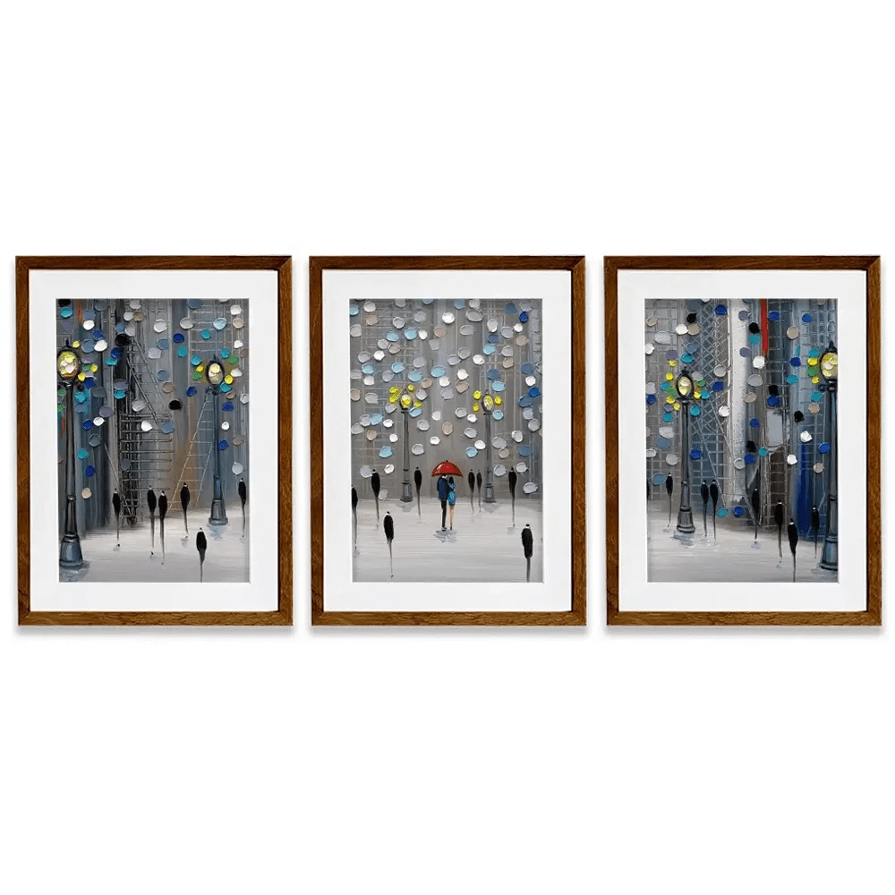 Night City Park Framed Art Print Trio Night City Park Framed Art Print Trio wall art product Ekaterina Ermilkina