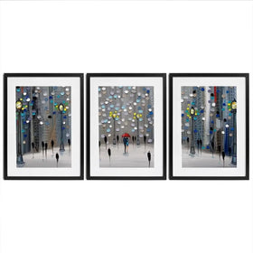 Night City Park Framed Art Print Trio Night City Park Framed Art Print Trio wall art product Ekaterina Ermilkina