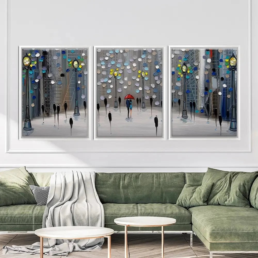 Night City Park Trio Canvas Print Night City Park Trio Canvas Print wall art product Ekaterina Ermilkina