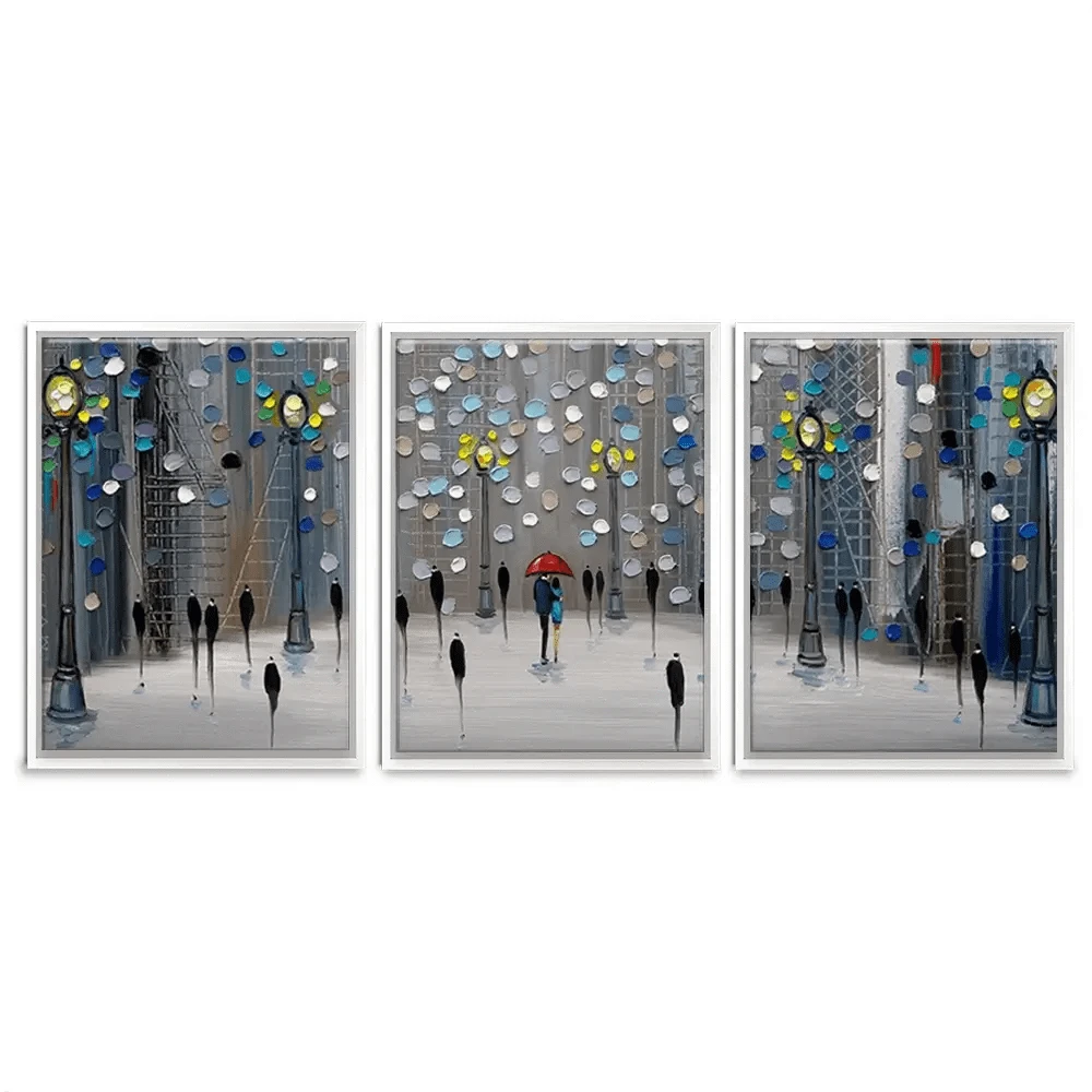 Night City Park Trio Canvas Print Night City Park Trio Canvas Print wall art product Ekaterina Ermilkina