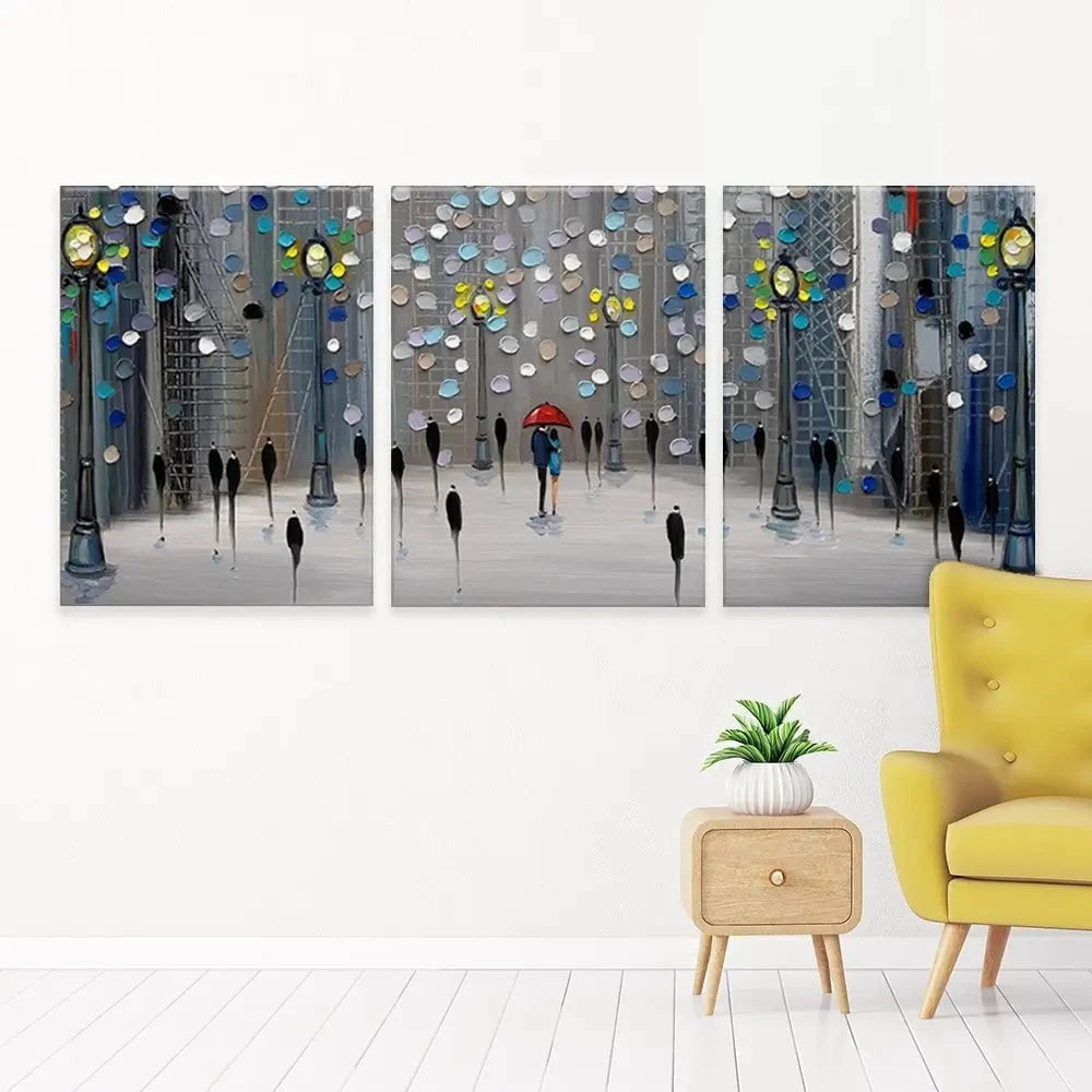 Night City Park Trio Canvas Print Night City Park Trio Canvas Print wall art product Ekaterina Ermilkina