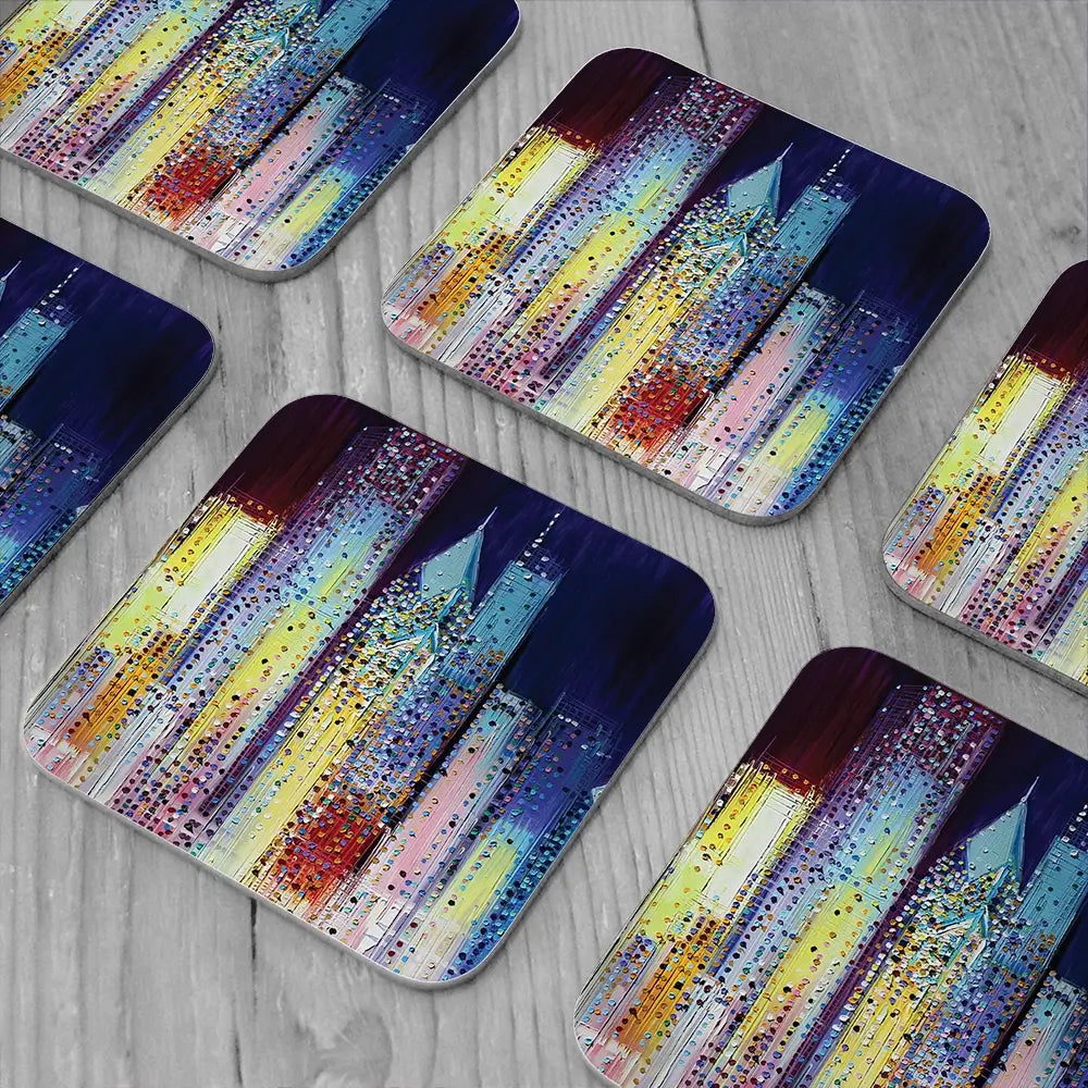 Night Skyline Coaster Set Night Skyline Coaster Set wall art product Art Print Shop