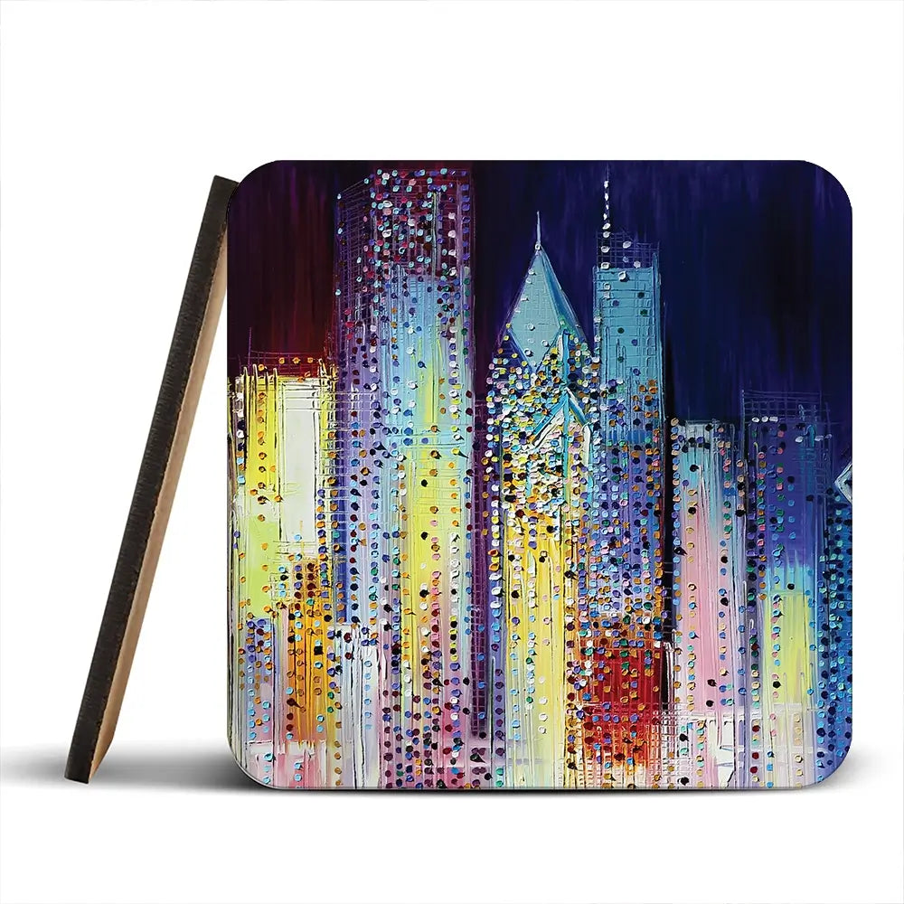 Night Skyline Coaster Set Night Skyline Coaster Set wall art product Art Print Shop