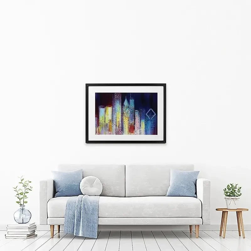 Night Skyline Framed Art Print Night Skyline Framed Art Print wall art product Ekaterina Ermilkina