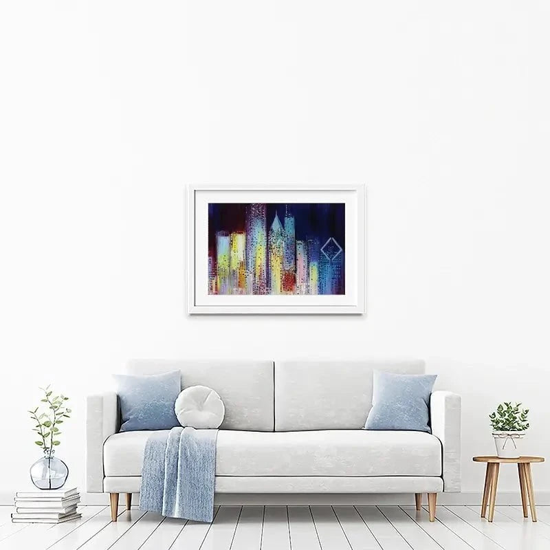 Night Skyline Framed Art Print Night Skyline Framed Art Print wall art product Ekaterina Ermilkina