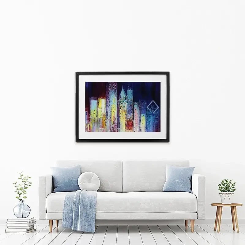 Night Skyline Framed Art Print Night Skyline Framed Art Print wall art product Ekaterina Ermilkina