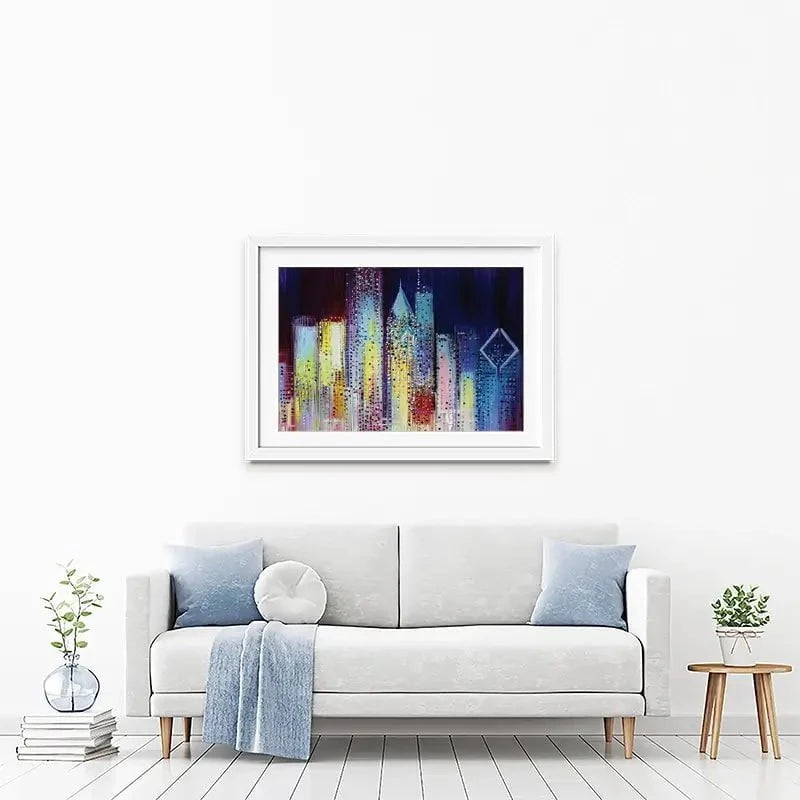 Night Skyline Framed Art Print Night Skyline Framed Art Print wall art product Ekaterina Ermilkina