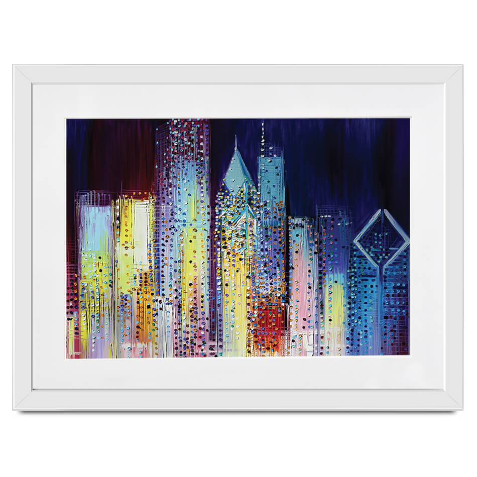 Night Skyline Framed Art Print Night Skyline Framed Art Print wall art product Ekaterina Ermilkina