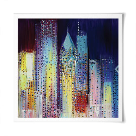 Night Skyline Square Art Print Night Skyline Square Art Print wall art product Art Print Shop