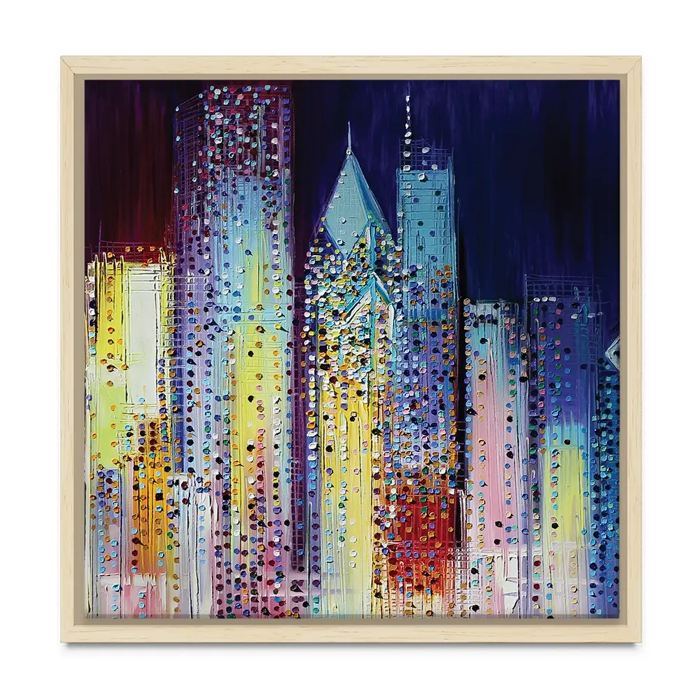 Night Skyline Square Canvas Print Night Skyline Square Canvas Print wall art product Art Print Shop