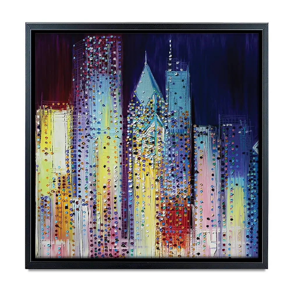 Night Skyline Square Canvas Print Night Skyline Square Canvas Print wall art product Art Print Shop