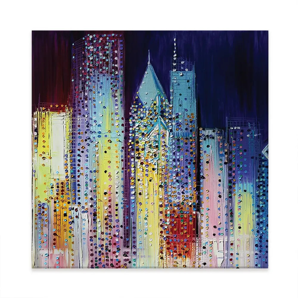 Night Skyline Square Canvas Print Night Skyline Square Canvas Print wall art product Art Print Shop