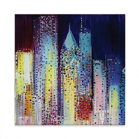 Night Skyline Square Canvas Print Night Skyline Square Canvas Print wall art product Art Print Shop