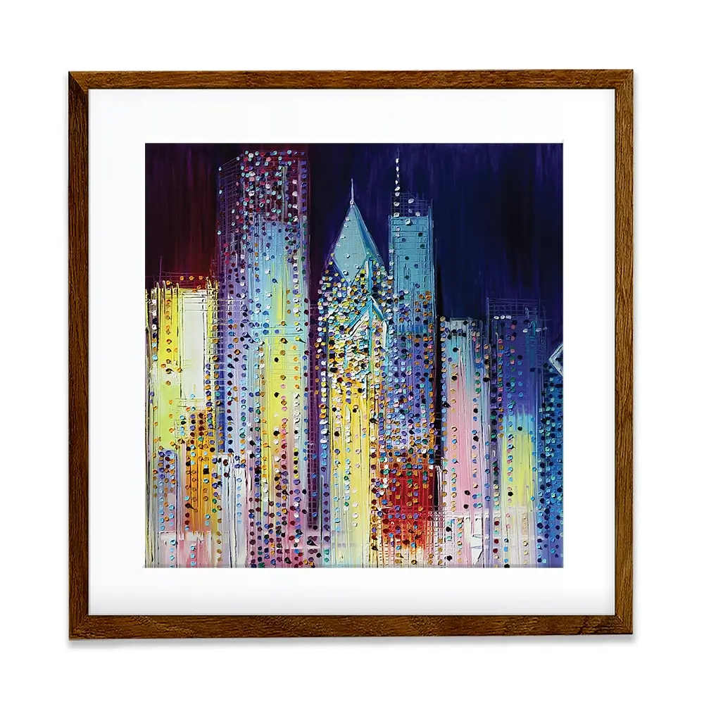 Night Skyline Square Framed Art Print Night Skyline Square Framed Art Print wall art product Art Print Shop