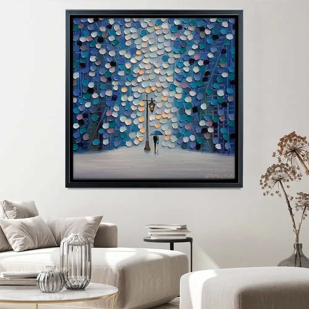 Night Stroll Square Canvas Print Night Stroll Square Canvas Print wall art product Ekaterina Ermilkina