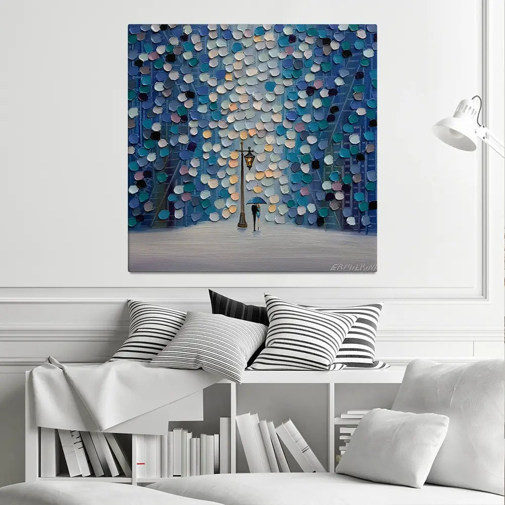 Night Stroll Square Canvas Print Night Stroll Square Canvas Print wall art product Ekaterina Ermilkina