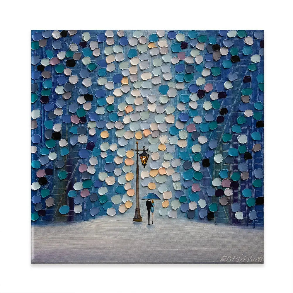 Night Stroll Square Canvas Print Night Stroll Square Canvas Print wall art product Ekaterina Ermilkina