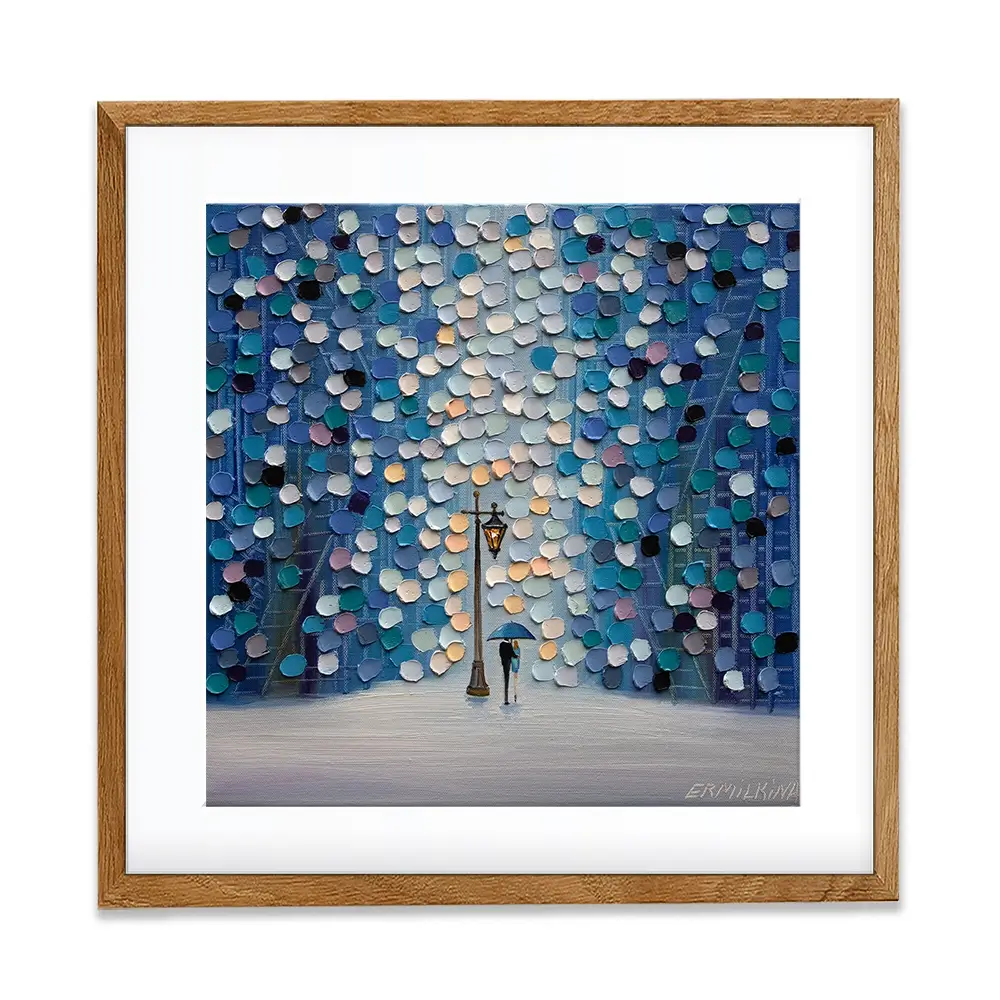 Night Stroll Square Framed Art Print Night Stroll Square Framed Art Print wall art product Ekaterina Ermilkina