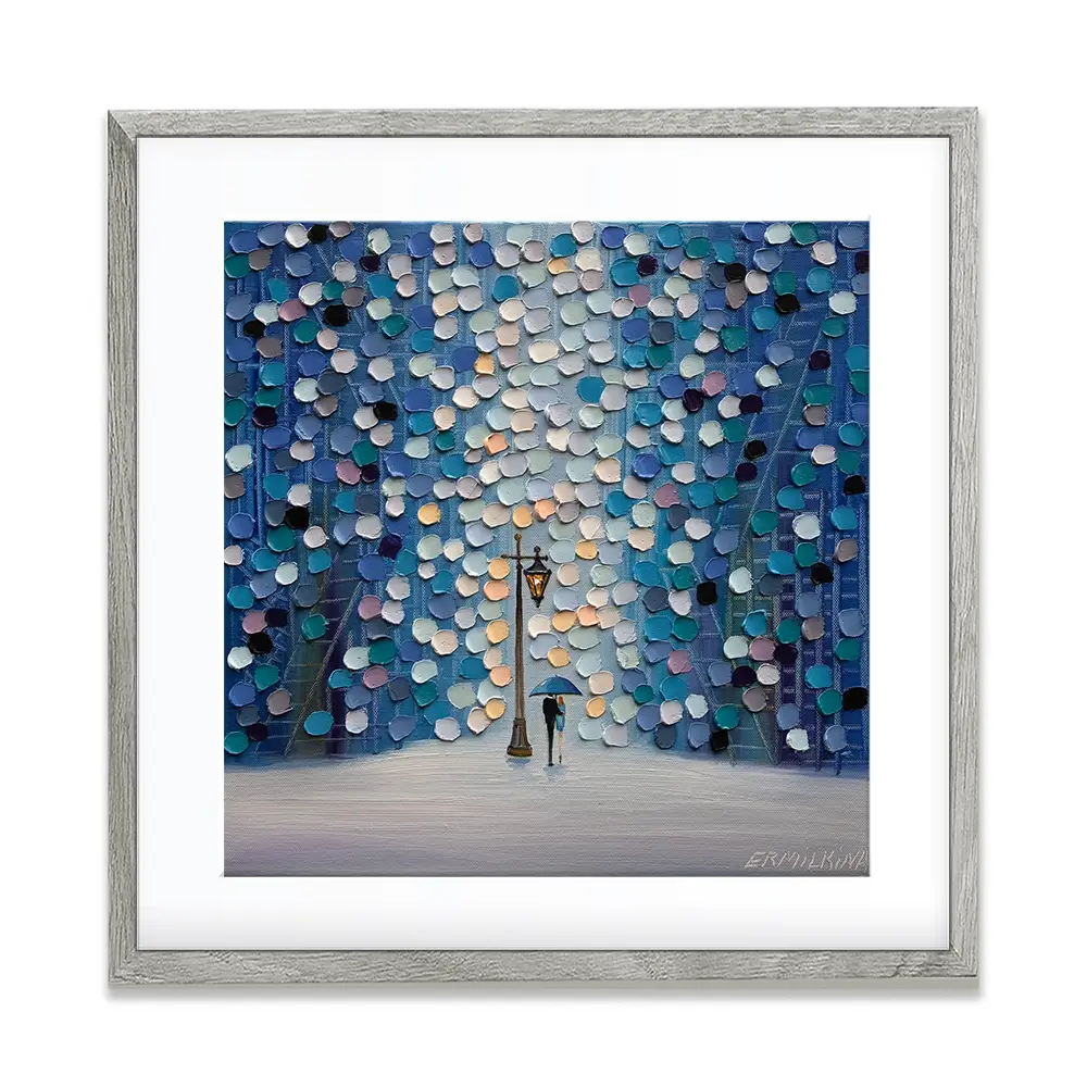 Night Stroll Square Framed Art Print Night Stroll Square Framed Art Print wall art product Ekaterina Ermilkina