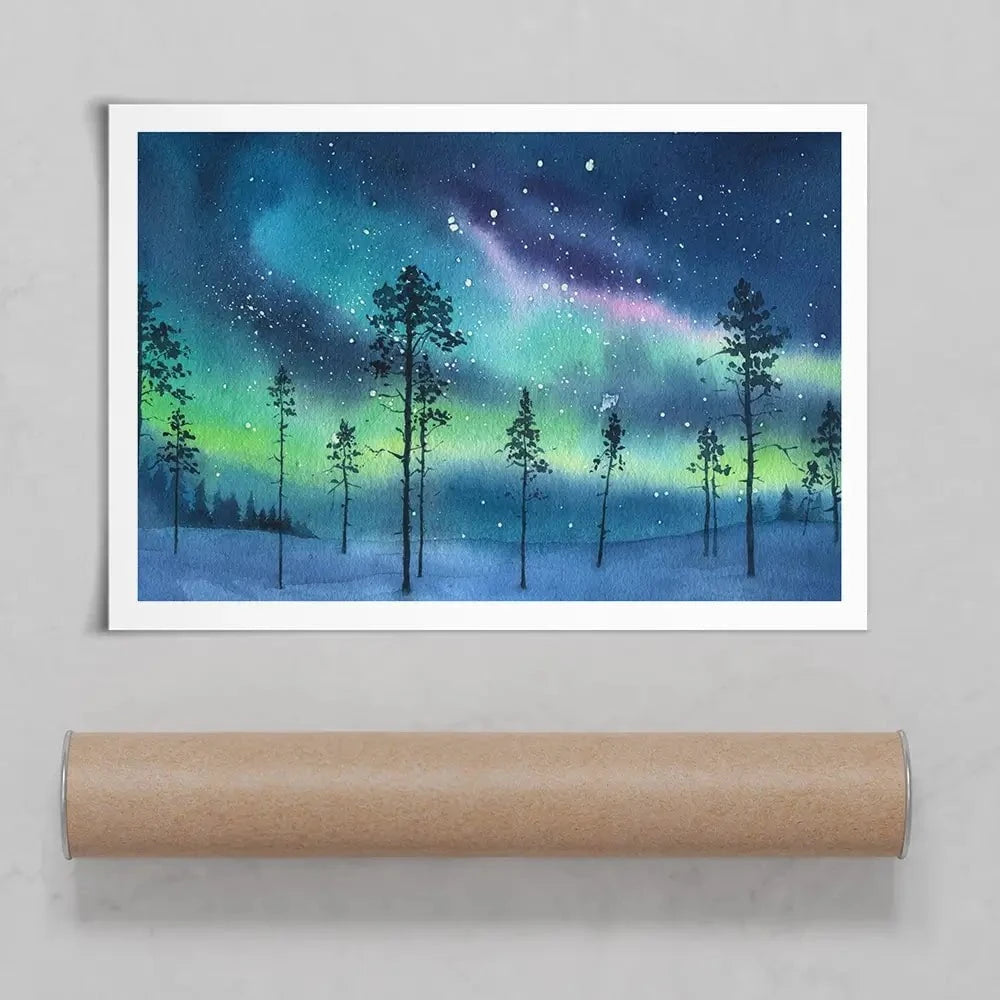 Northern Lights Art Print Northern Lights Art Print wall art product Dlinnychulok / Shutterstock
