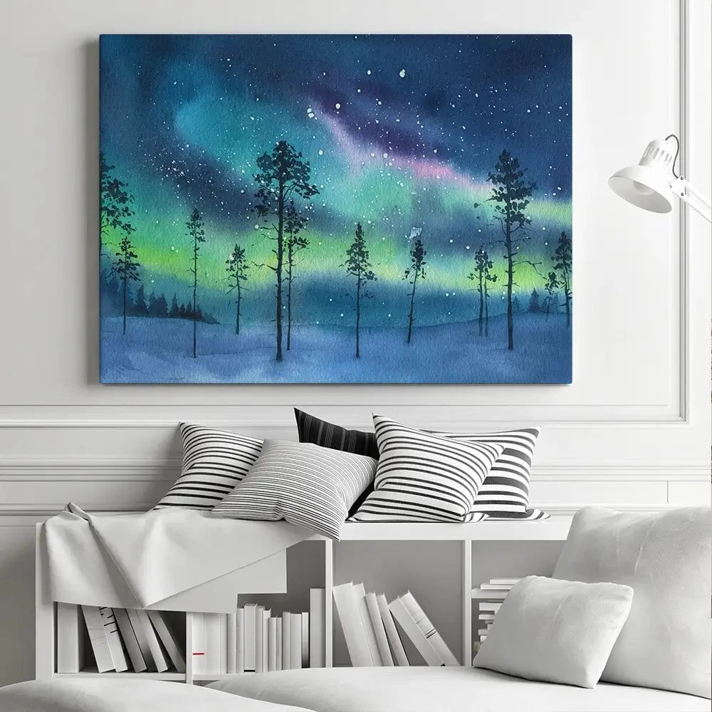 Northern Lights Canvas Print Northern Lights Canvas Print wall art product Dlinnychulok / Shutterstock