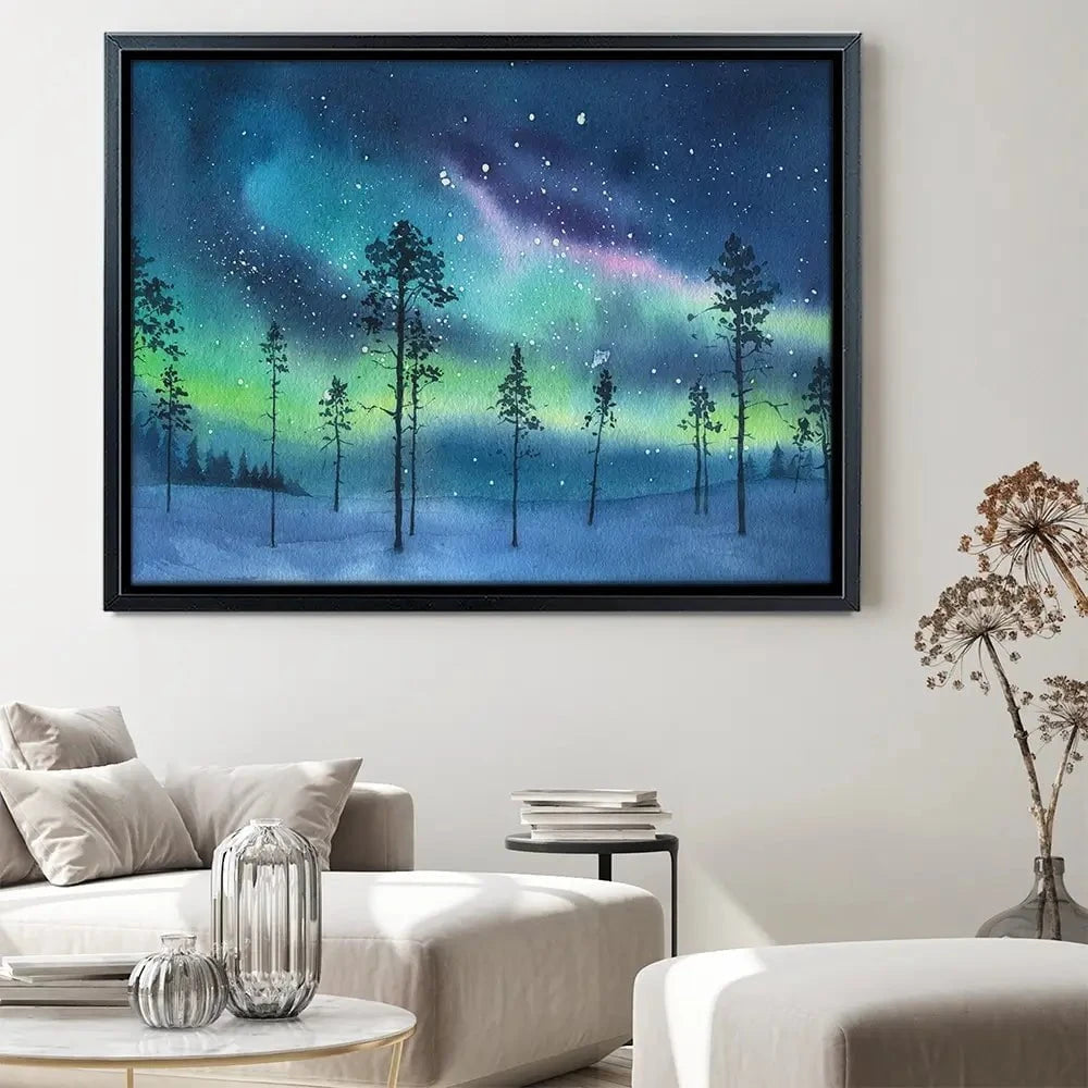 Northern Lights Canvas Print Northern Lights Canvas Print wall art product Dlinnychulok / Shutterstock