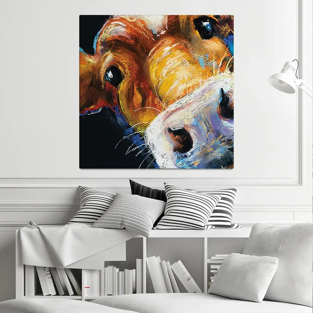 Nosy Cow Square Canvas Print Nosy Cow Square Canvas Print wall art product Ivailo Nikolov / Shutterstock