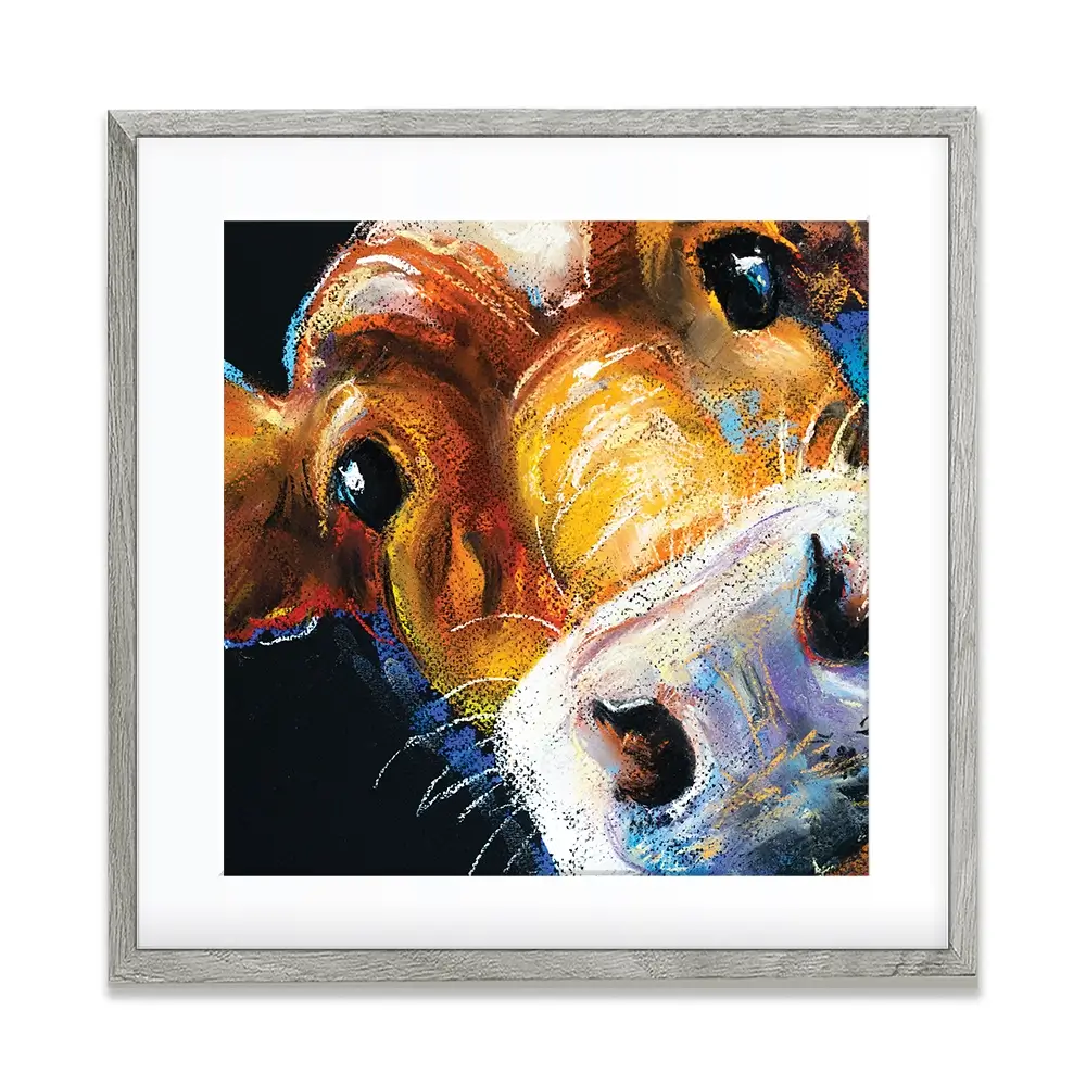Nosy Cow Square Framed Art Print Nosy Cow Square Framed Art Print wall art product Ivailo Nikolov / Shutterstock