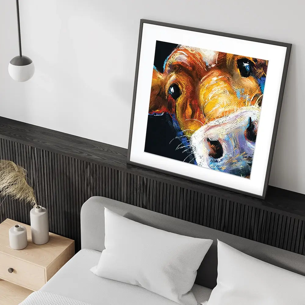 Nosy Cow Square Framed Art Print Nosy Cow Square Framed Art Print wall art product Ivailo Nikolov / Shutterstock