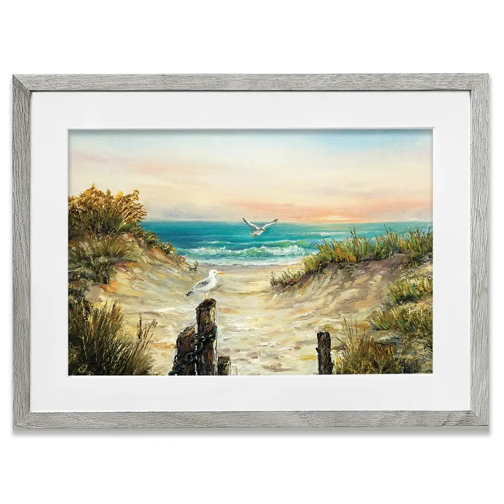 Ocean Beach Dunes Framed Art Print Ocean Beach Dunes Framed Art Print wall art product Boyan Dimitrov / Shutterstock