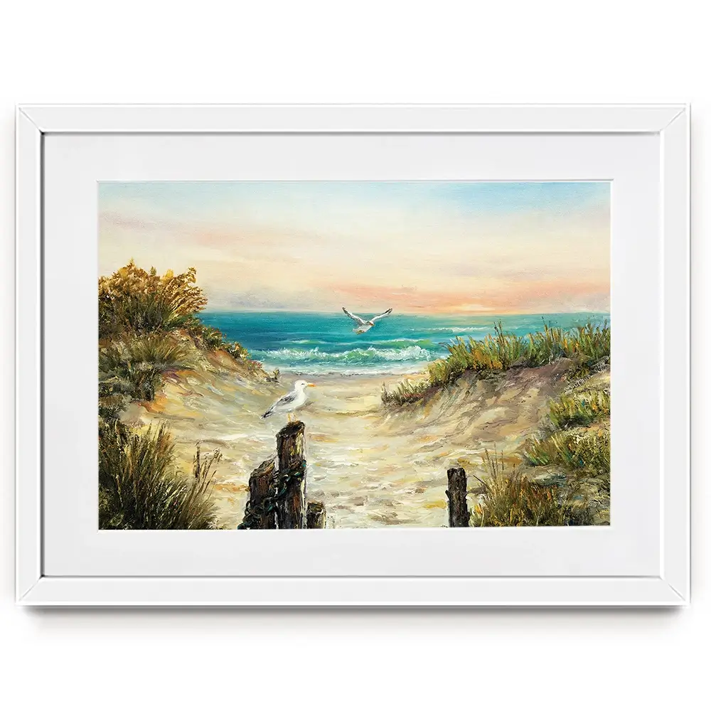 Ocean Beach Dunes Framed Art Print Ocean Beach Dunes Framed Art Print wall art product Boyan Dimitrov / Shutterstock