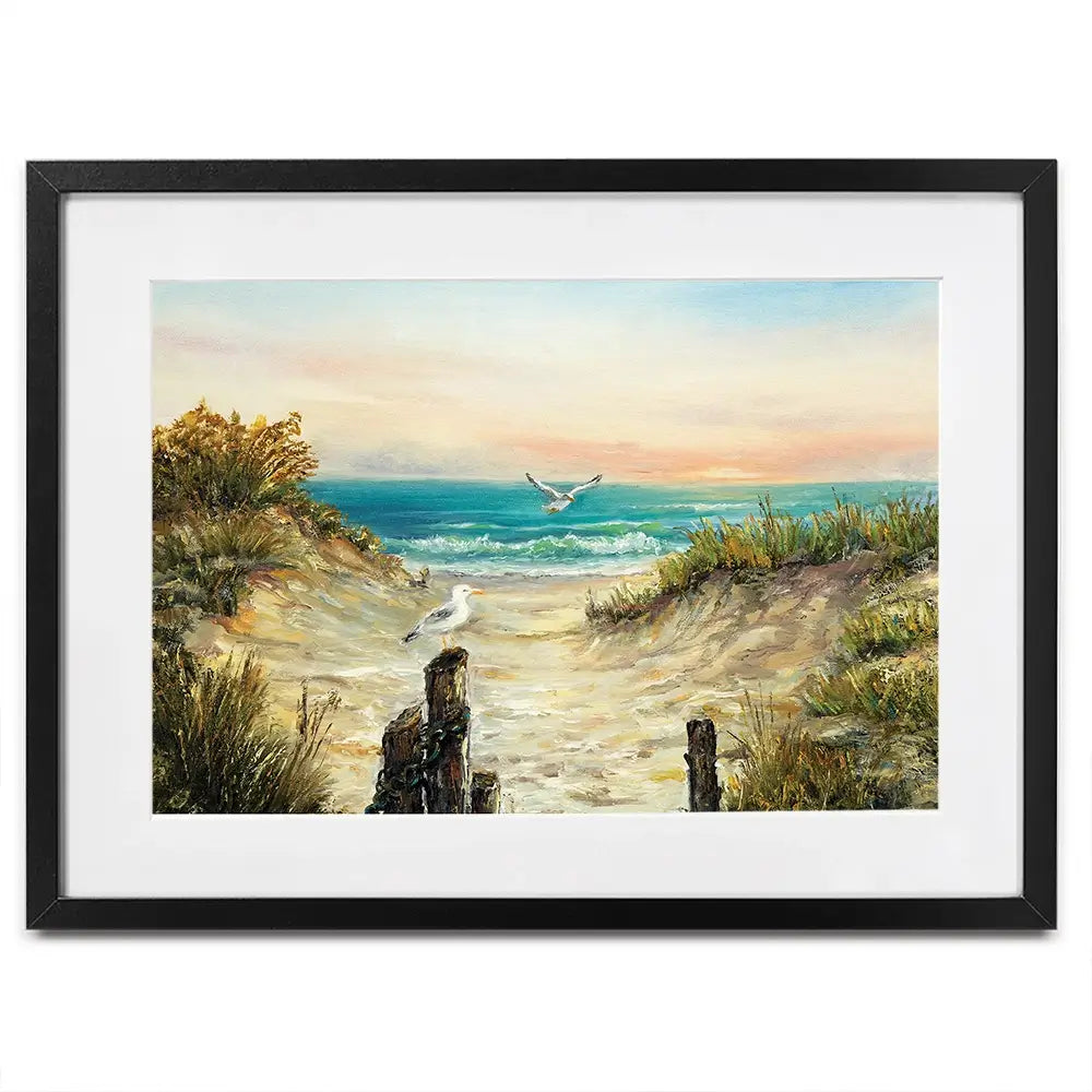 Ocean Beach Dunes Framed Art Print Ocean Beach Dunes Framed Art Print wall art product Boyan Dimitrov / Shutterstock