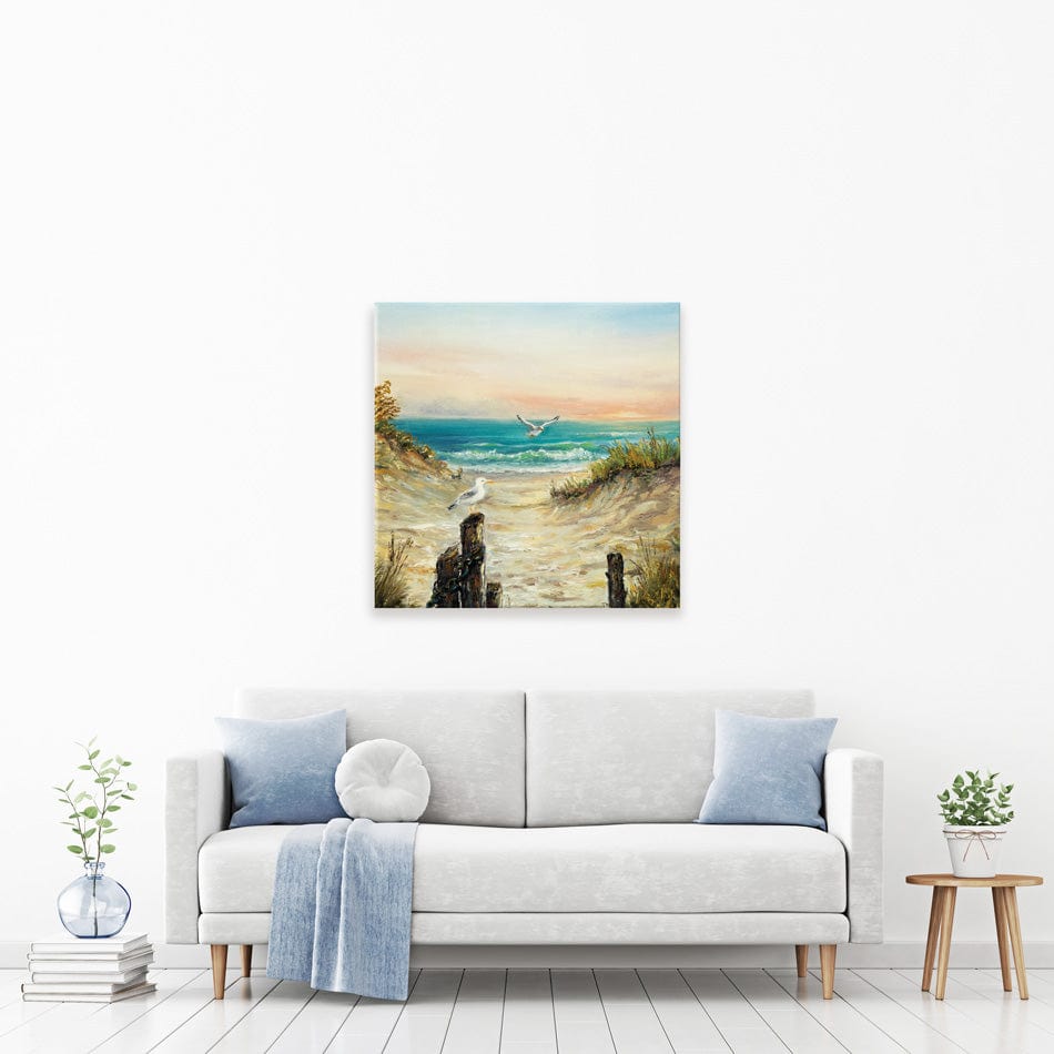 Ocean Beach Dunes Square Canvas Print wall art product Boyan Dimitrov / Shutterstock