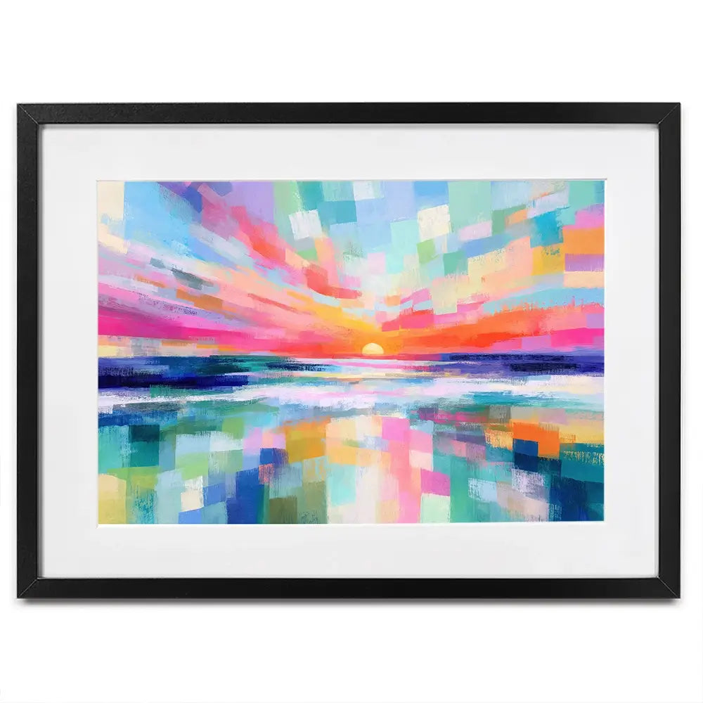 Ocean Sunset Mosaic Framed Art Print Ocean Sunset Mosaic Framed Art Print wall art product Chromatic Storm Studio
