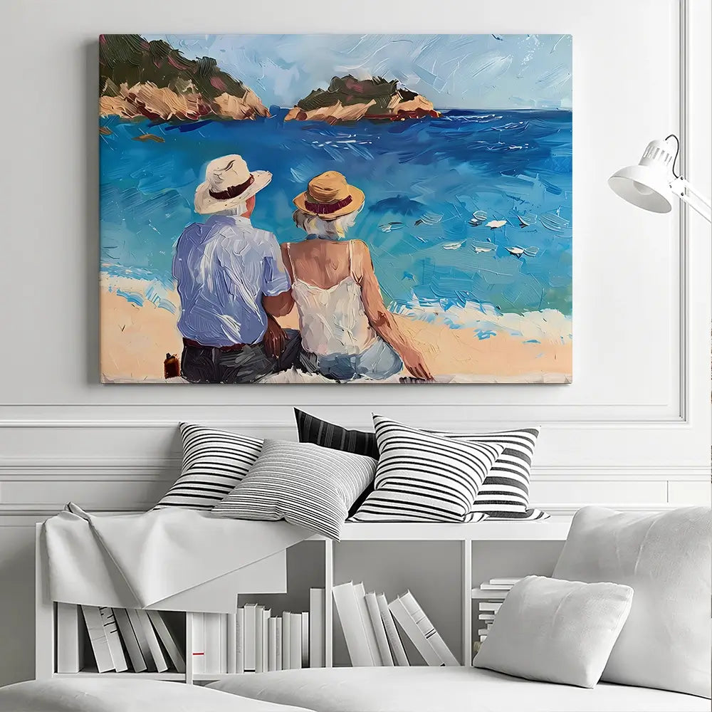 Old Couple At The Beach Canvas Print Old Couple At The Beach Canvas Print wall art product Elena Avanesova