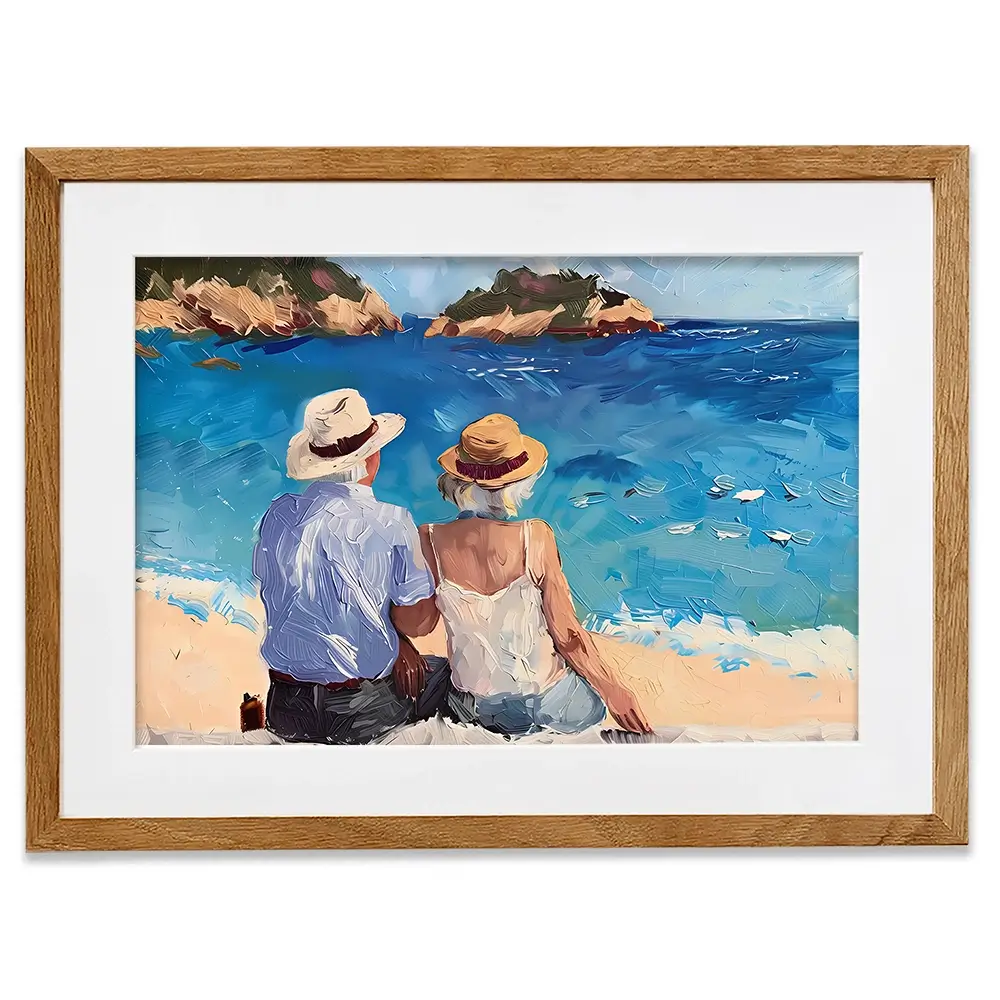 Old Couple At The Beach Framed Art Print Old Couple At The Beach Framed Art Print wall art product Elena Avanesova